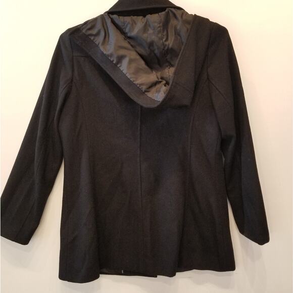 Tommy Hilfiger Black Winter Jacket Coat Wool Blend Parka Zipper Pockets Size M - Picture 3 of 12